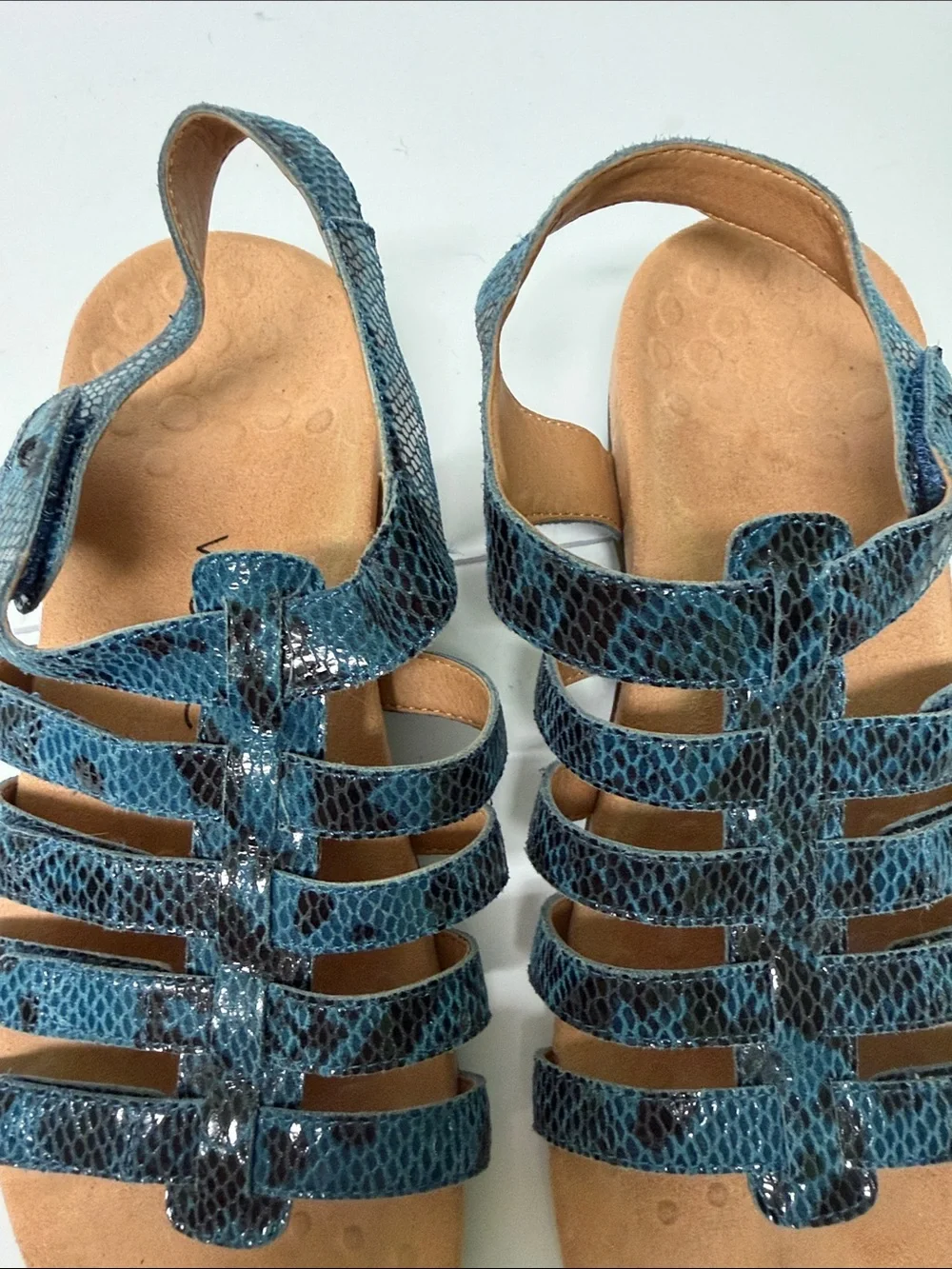 Vionic Harissa Blue Gladiator Snakeskin Sandals Size 10